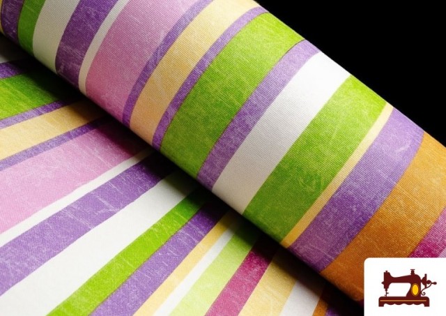Comprar online Telas de Rayas Anchas para Decoración Multicolor color Malva
