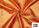 Venta de Tela Jacquard de Seda de Colores con Cachemir Dorado color Naranja
