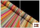 Tela Estampada de Algodón de Rayas Étnicas Multicolor