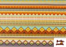 Venta online de Tela Estampada de Algodón de Rayas Étnicas Multicolor color Lila