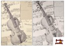 Venta de Tela de Decoración con Motivos de  Música Clásica Notas Musicales Violines y Trompetas
