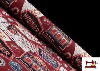 Tela de Tapicería Tejida Gobelino con Motivos del Casino Ancho 140cm