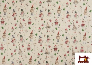 Comprar Tela de Algodón de Navidad Muñecos de Nieve