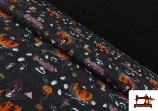 Tela de Algodón Esqueletos y Fantasmas