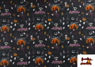 Comprar Tela de Algodón Esqueletos y Fantasmas