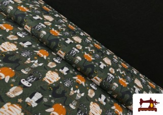 Tela de Algodón Halloween Buhos y Calabazas