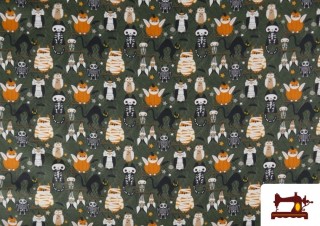 Comprar Tela de Algodón Halloween Buhos y Calabazas