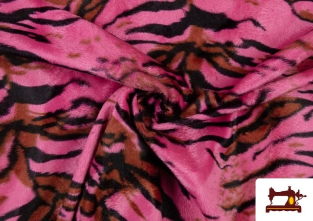 Comprar online Tela de Pelo Corto de Tigre de Colores color Fucsia