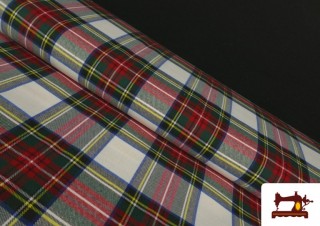 Tela de Viella Estampado Cuadros Blancos