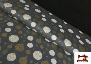 Comprar Tela de Algodón de Bolas de Navidad Gris