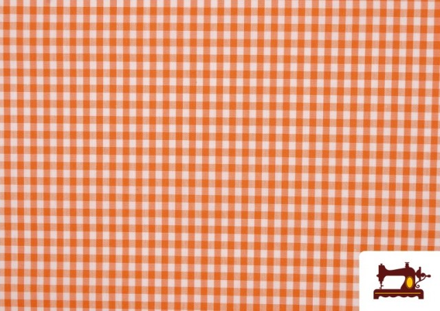 Comprar online Tela de Cuadros Vichy de Colores color Naranja