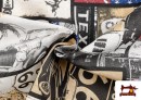 Tela Estampada con Motos y Coches de la Ruta 66