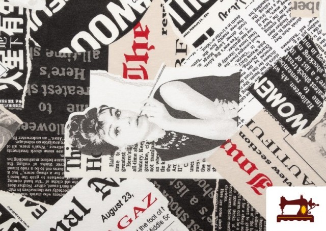 Comprar Tela Estampada de Revistas con Fotos de Audrey Hepburn y Marilyn Monroe