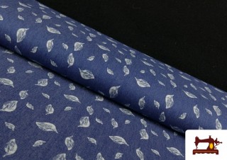 Tela Tejana Estampado Hojas color Azul Tela Tejana Estampado Hojas color Azul