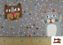 Venta online de Tela de Loneta de dibujos de Gatos