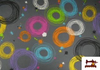 Venta de Tela de Loneta Decoración Círculos de Pintura