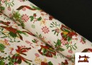 Tela de Loneta Navideña estampado Ramillete de la Suerte Ancho 140cm