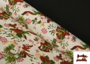 Venta de Tela de Loneta Navideña estampado Ramillete de la Suerte Ancho 140cm