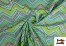 Tela de Punto de Camiseta Étnica de Colores color Azul turquesa
