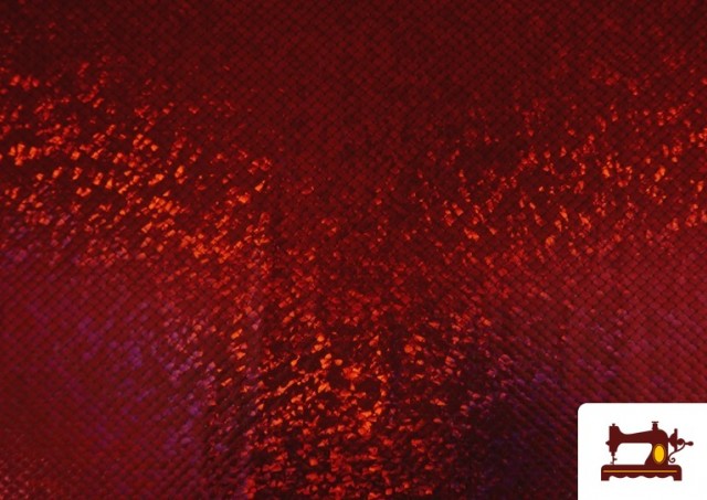 Venta de Tela de Lycra Imitación Escamas de Pez y de Sirena Holográficas color Rojo