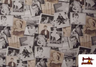 Tela de Loneta Estampada Actores de cine 140 CM ancho