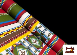 Tela Tribal Estampada con Motivos Étnicos