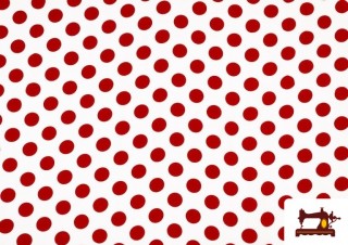 Venta de Tela Blanca Vestido Flamenca Lunares Rojos