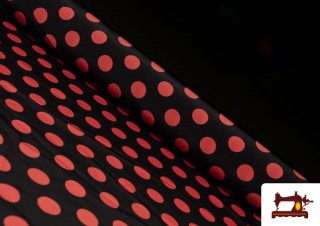 Tela Negra de Flamenca Lunares Rojos