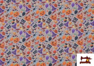 Venta de Tela de Algodón de  Halloween con Brujas y Calabazas Venta de Tela de Algodón de  Halloween con Brujas y Calabazas