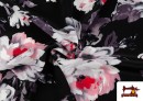 Venta de Tela Estampada de Flamenca con Flores color Gris