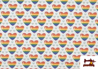 Venta de Tela de Popelín de Algodon Estampado de Corazones LGTBIQ+ Venta de Tela de Popelín de Algodon Estampado de Corazones LGTBIQ+
