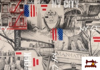 Comprar Tela Estampada con Motivos de New York