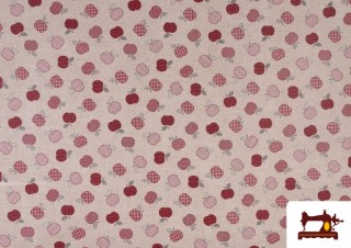 Comprar online Tela de Loneta Anti Manchas Estampada con Dibujo de Manzanas