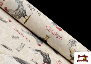Tela Decoración Estampada con Gallos