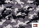 Tela de Punto Camisetas Estampada Militar de Colores color Gris