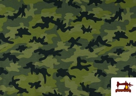 Comprar online Tela de Punto Camisetas Estampada Militar de Colores color Verde botella