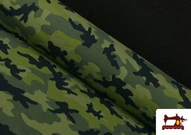 Venta de Tela de Punto Camisetas Estampada Militar de Colores color Verde botella