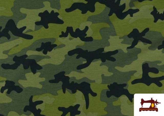 Venta online de Tela de Punto Camisetas Estampada Militar de Colores color Verde botella