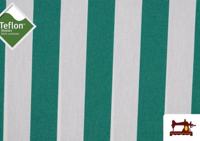 Comprar online Tela de  Rayas  de Toldo acabado Teflón  Impermeabilizado color Verde