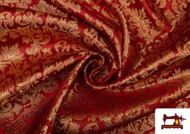 Tela de Jacquard para Vestidos Medievales Económico color Rojo