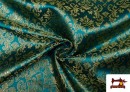 Venta online de Tela de Jacquard para Vestidos Medievales Económico color Azul turquesa