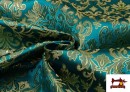 Tela de Jacquard para Vestidos Medievales Económico color Azul turquesa