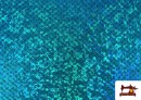 Comprar Tela de Lycra Imitación Escamas de Pez y de Sirena Holográficas color Azul turquesa