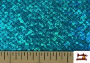 Tela de Lycra Imitación Escamas de Pez y de Sirena Holográficas color Azul turquesa