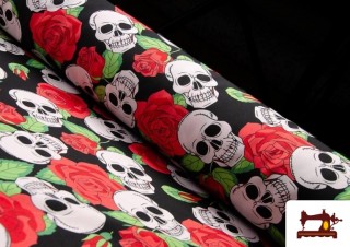 Tela de Calaveras con Rosas