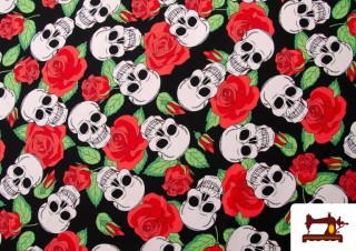 Comprar Tela de Calaveras con Rosas