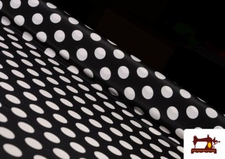 Tela de Topos Lunares Negros y Blancos