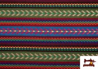 Tela de Rayas Tejidas Multicolor color Verde