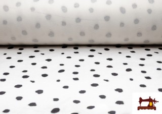 Tela de Pelo Blanco con Detalles Negros