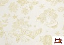 Comprar online Tela Brocada Dorada con Dibujos de la Navidad